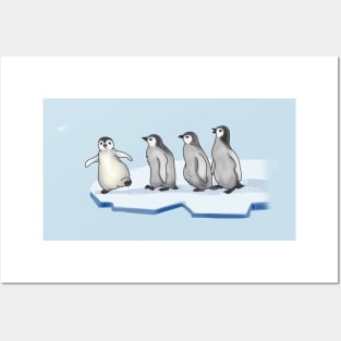 funny little penguins on an ice floe Posters and Art